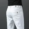 2024 Spring Summer New 98%Cotton Men's Slim Jeans Straight Casual Fashion Pencil Pants High Quality Trousers Male Clothes White 1