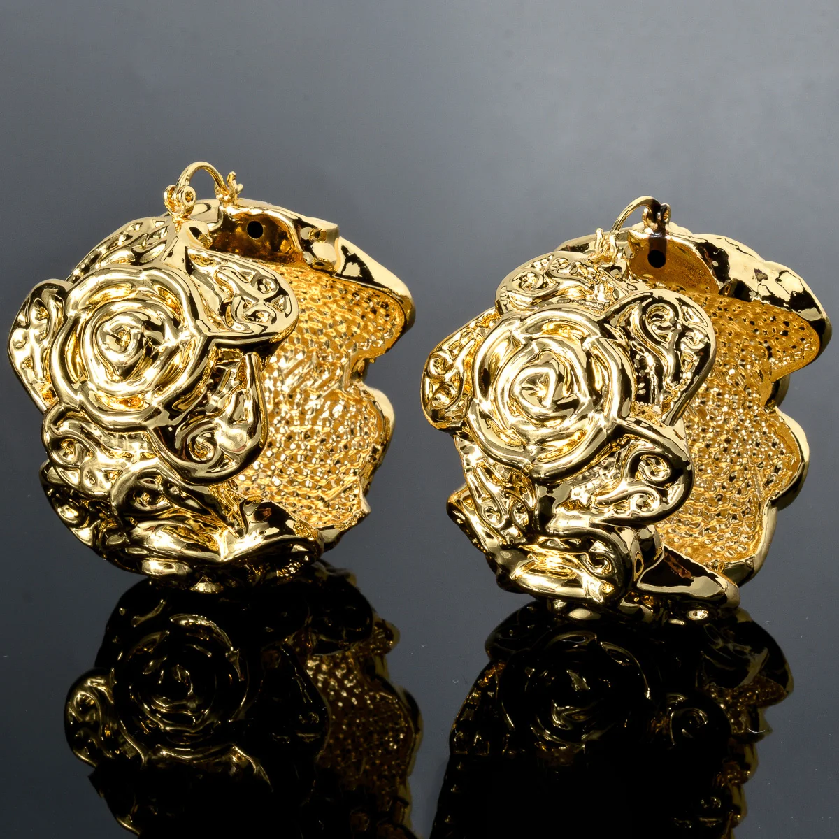 Orecchini Perno Design Ovali Arrotondati Intracciati 26mm Placcato Oro 3 Micron X2 P 318931 - Foto 8