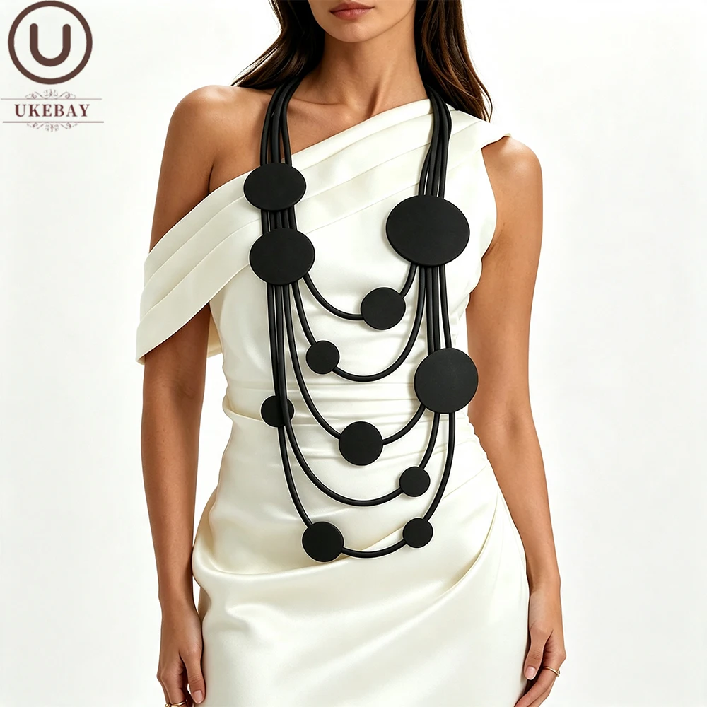 UKEBAY Boho Mehrschichtige Geometrische Anhänger-Halskette für Frauen, Statement-Modeschmuck, Alltagsschmuck, Party, Leichte Halskette