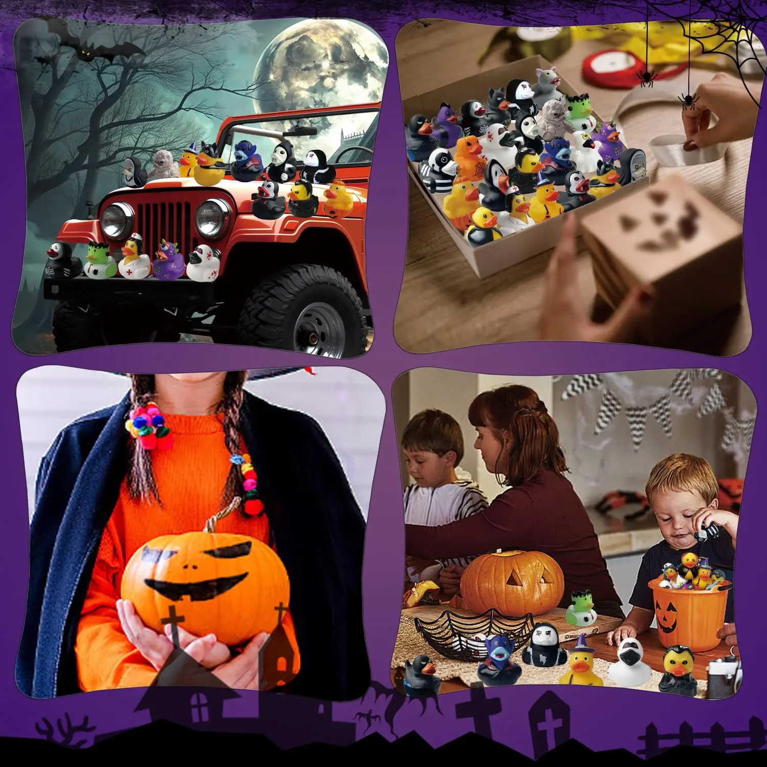 Halloween Rubber Ducks,Halloween Style Design Duck Toy for Jeep Ducking Trick or Treat Goodie Bag Filler  Halloween Themed Party 6