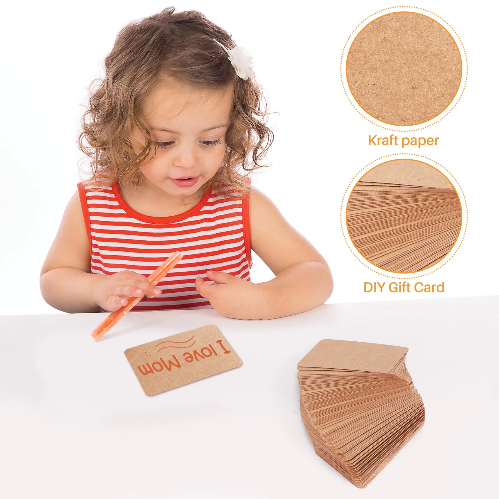 100Pcs 빈 크래프트 종이 명함 워드 카드 메시지 카드 DIY 기프트 카드-AEF7