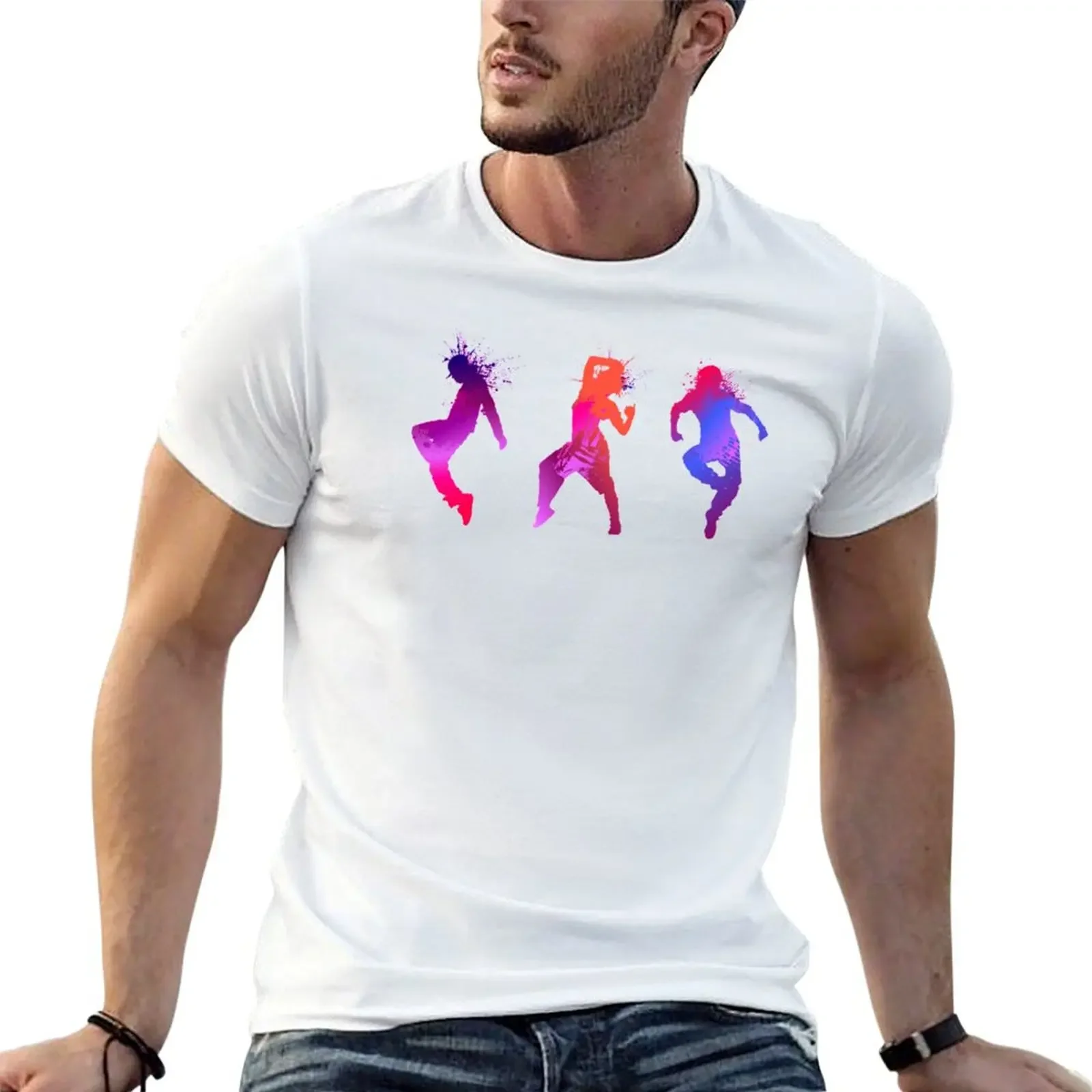 

Hip Hop Dance Silhouette T-shirt quick-drying oversized anime Men's clothing