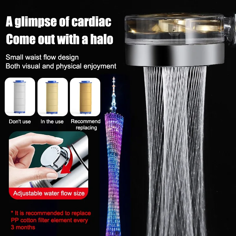 Насадка для душа с турбонаддувом регулируемое давление воды распылитель