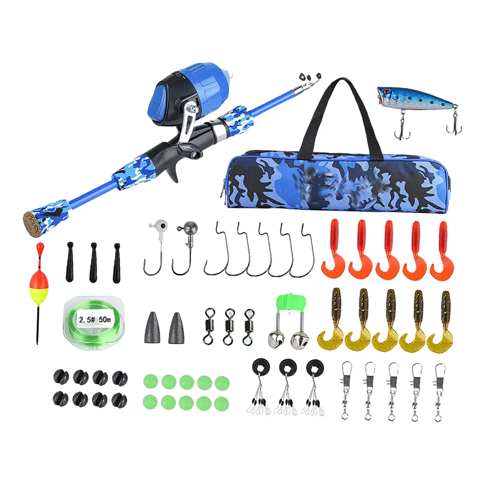 Kids Fishing Rod Set Fishing Pole Fishing Accessories Compact Portable Fishing