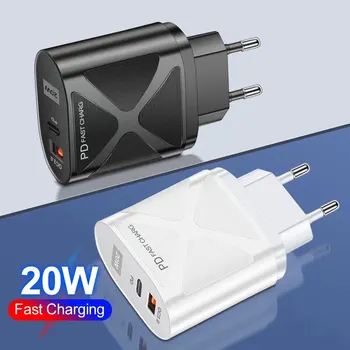 듀얼 USB C 타입 PD 20W 충전기, 빠른 충전 벽 어댑터, 아이폰 14, 13, 12, 화웨이, 샤오미 삼성용, 빠른 충전 3.0 4.0 QC