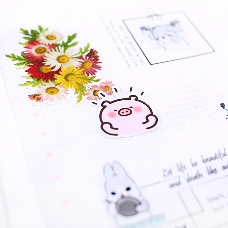 40pcs Pig Expression Hand Account Sticker Decoration Pattern Cute Cartoon Japanese Mobile Phone Case Ipad Notebook Material