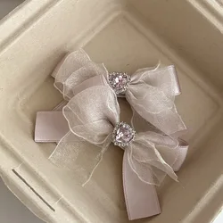 Elegant Pink Ribbon Bow Hair Clip Set (1)
