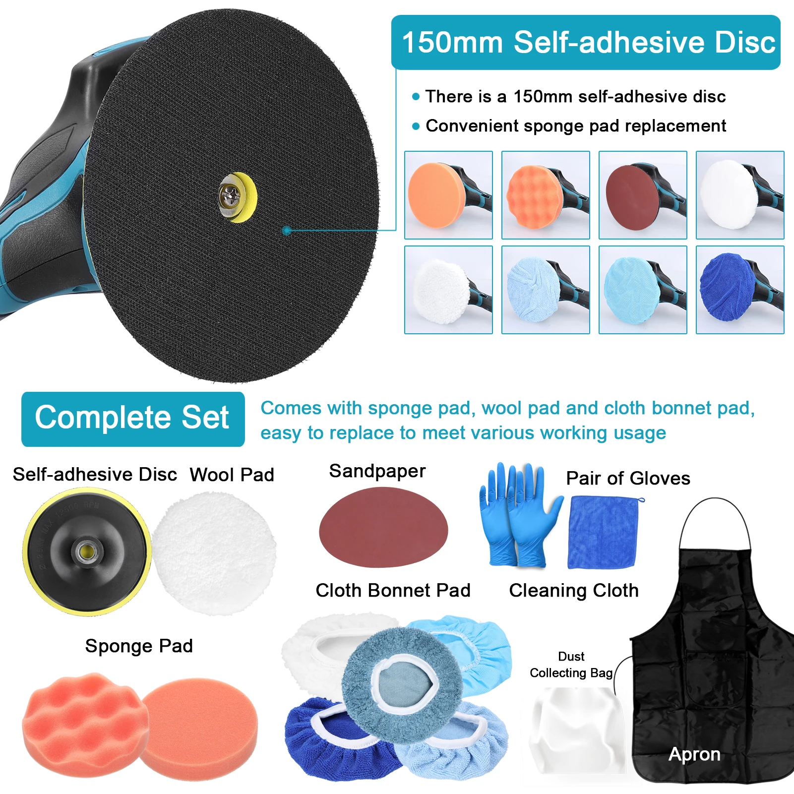 21V Cordless Car Polisher 6 Gears Electric Auto Polishing Machine Multifunction Metal Waxing Wood Sanding Rust Removal Tool 5