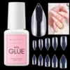 500Pcs Clear Stiletto Nail Tips with Nail Glue Gel for Fake Nails , Press on Nails , Adhesive Super Bond For Acrylic Nails Tips 1