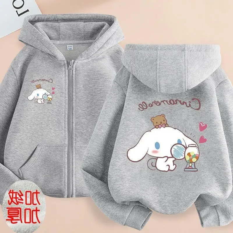 Children Clothing Girls Sanrio Cinnamoroll Cardigan Zip Jacket Cardigan Cartoon Parenting Clothing Kids Zipper Hooded Sweater