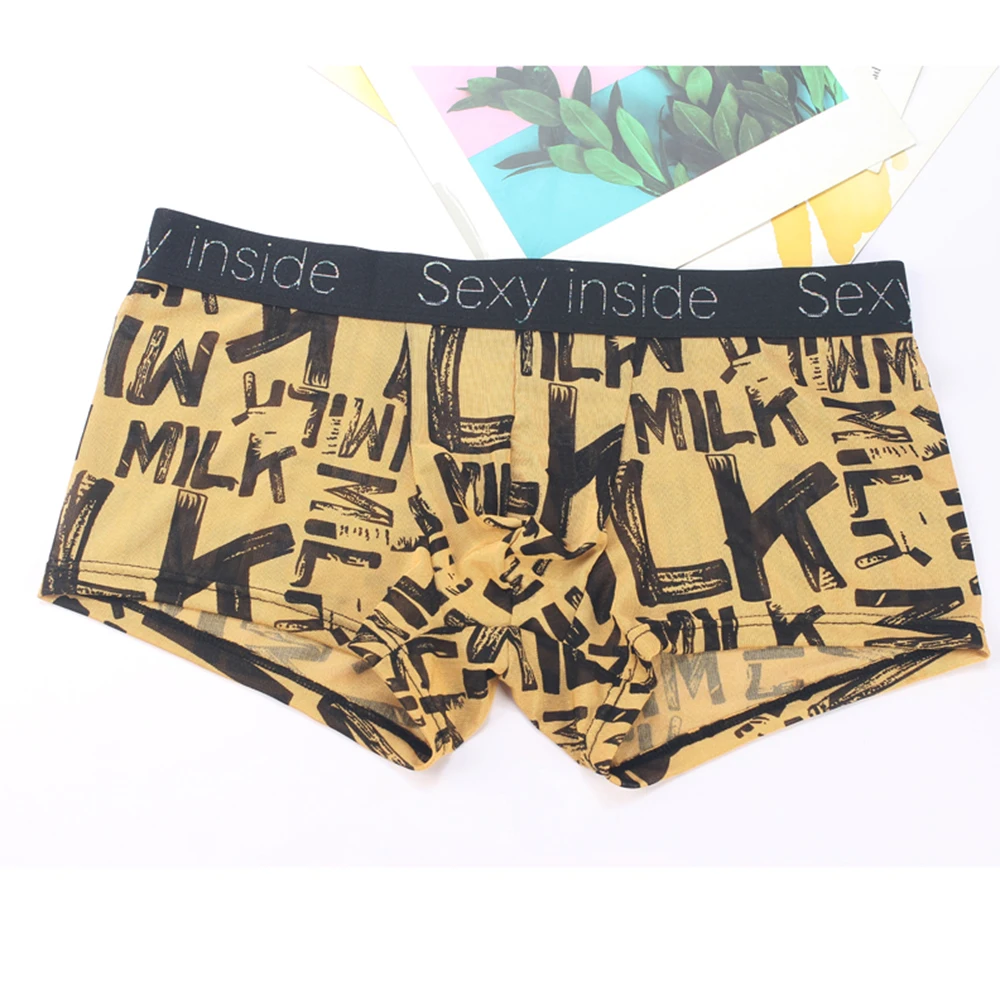 See Through Men‘s Boxers Transparent Underpants Printed Breathable Boxer Briefs Male Shorts Floral Underwear Pouch Soft Panties