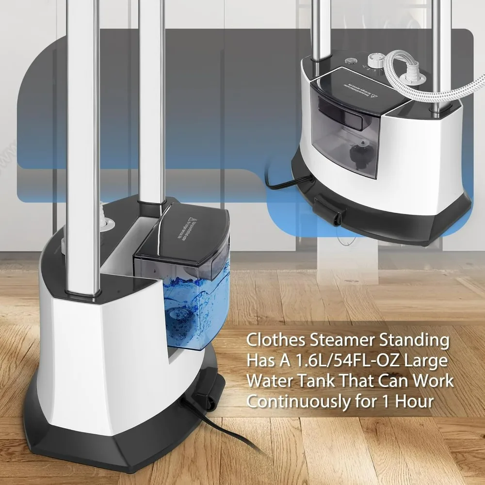 1500W Fast Heat Standing Garment Steamer with 101 fl.oz Detachable Tank and 2-Level Steam Ironing Board
