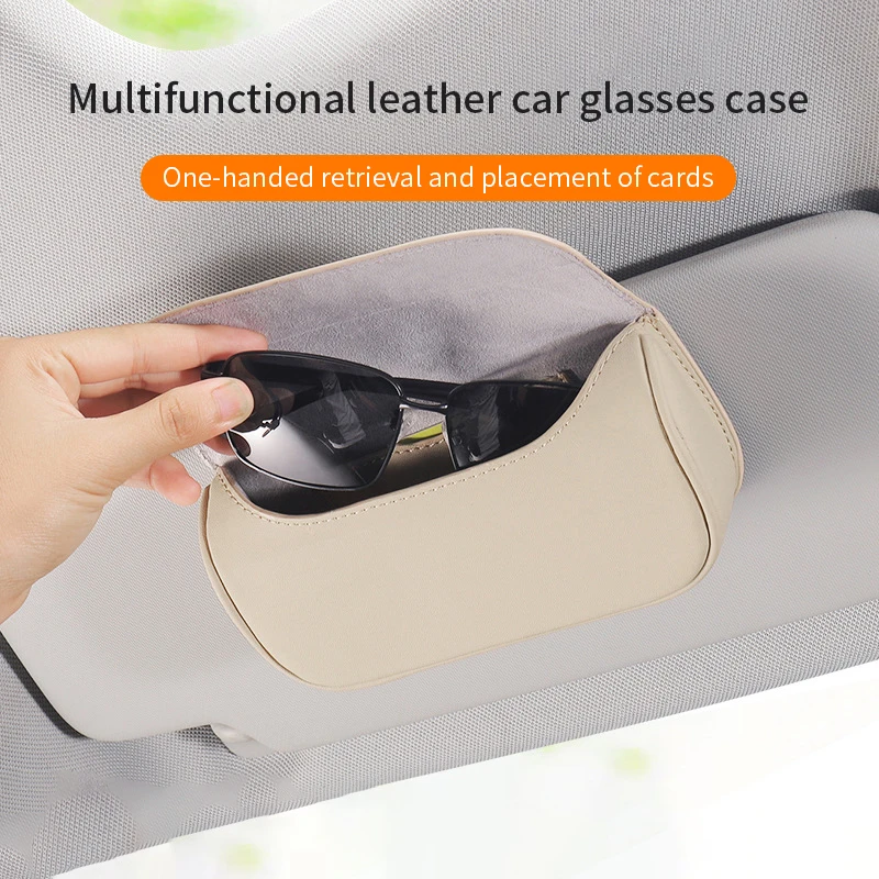

PU Leather Car Visor Sunglasses Case Clip Hanger Sunglasses Holder Big Storage Glasses Box Eyeglasses Holder Auto Car Interior