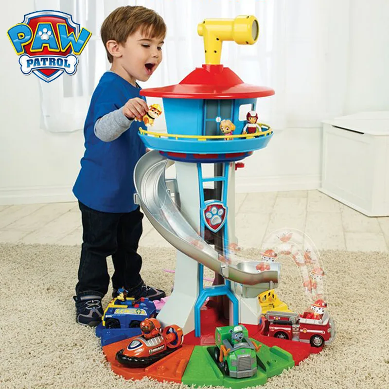 Original Paw Patrol Tower Decorazione Per La Casa Bambini Veding Vehicle Figures Toy Con Bicicletta A Rimbalzo Giocattoli Regalo Di Compleanno Per Bam