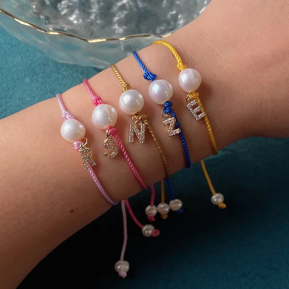 Real Natural Freshwater Pearl Friendship Bracelet Initial Letter