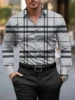 Men's New Spring And Autumn Button Down Shirt Check Print Long Sleeve Luxury Shirt Flip Lapel Oversized Outdoor Street Shot Tops
