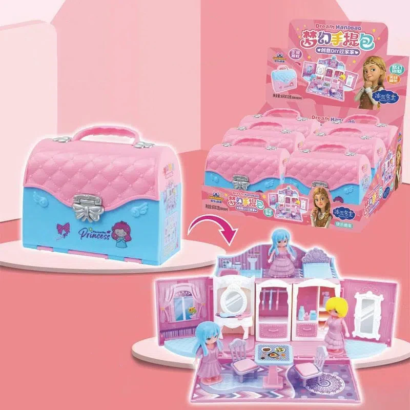 

Little Castle Play House Toy Fantasy Handbag Girl Princess Castle House Children's Kitchen Child 6 Birthday Gift