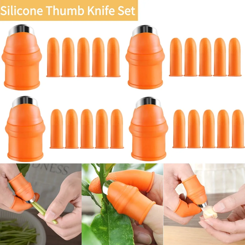 Silicone Thumb Knife Finger Finger Protector Vegetable Harvesting Knife Cutting Rings Pinching Plant Blade Scissors Garden Glove