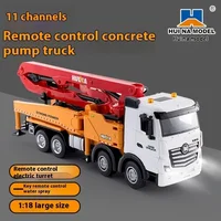 Remote Control Truck Huina 381 11-Channel Remote Control Alloy Concrete Cement Pump Truck Urban Construction Machinery Toy Car 1