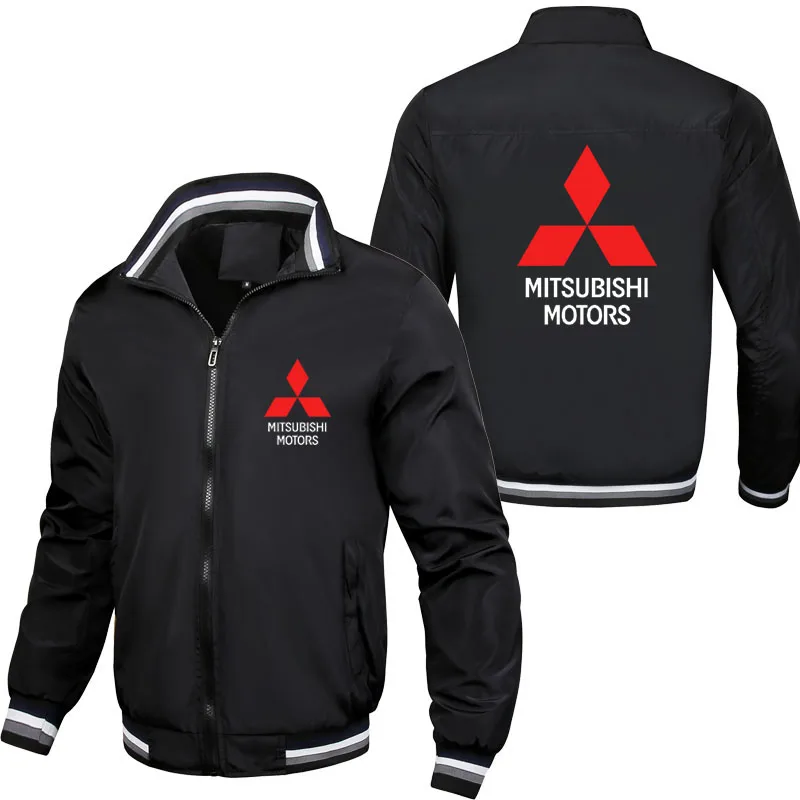 Mitsubishi car logo print Fashion Casual Striped Men's Bomber Jacket 2022 Spring Autumn Jackets High Quality Men's Clothing
