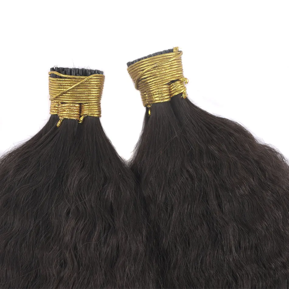 Hair Extensions Kinky Straight I Tip Hair Extensions Remy Mongolian Hair For Women Brown Blonde Natural Black ITip Microlinks For Salon