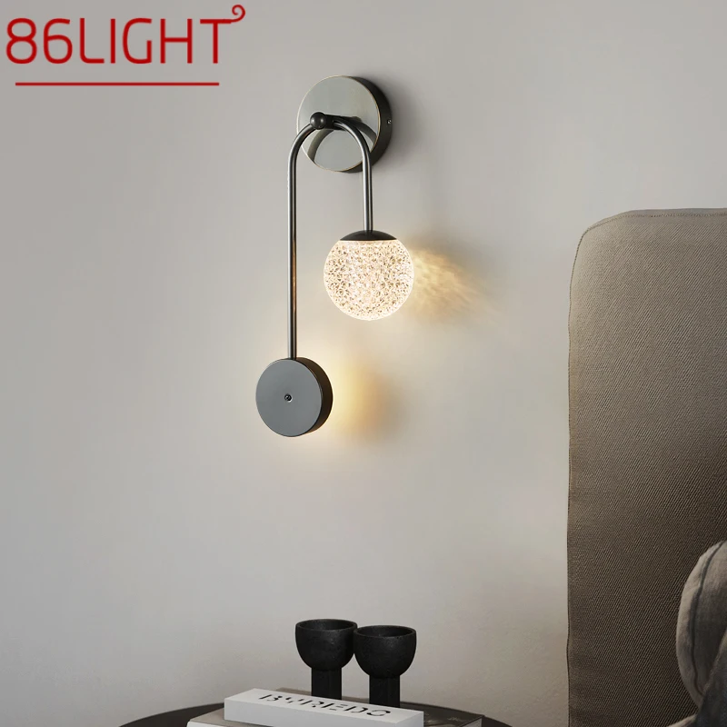 

86LIGHT Contemporary Black Copper Beside Lamp LED 3 Colors Lovely Creative Sconce Light for Home Bed Room Decor