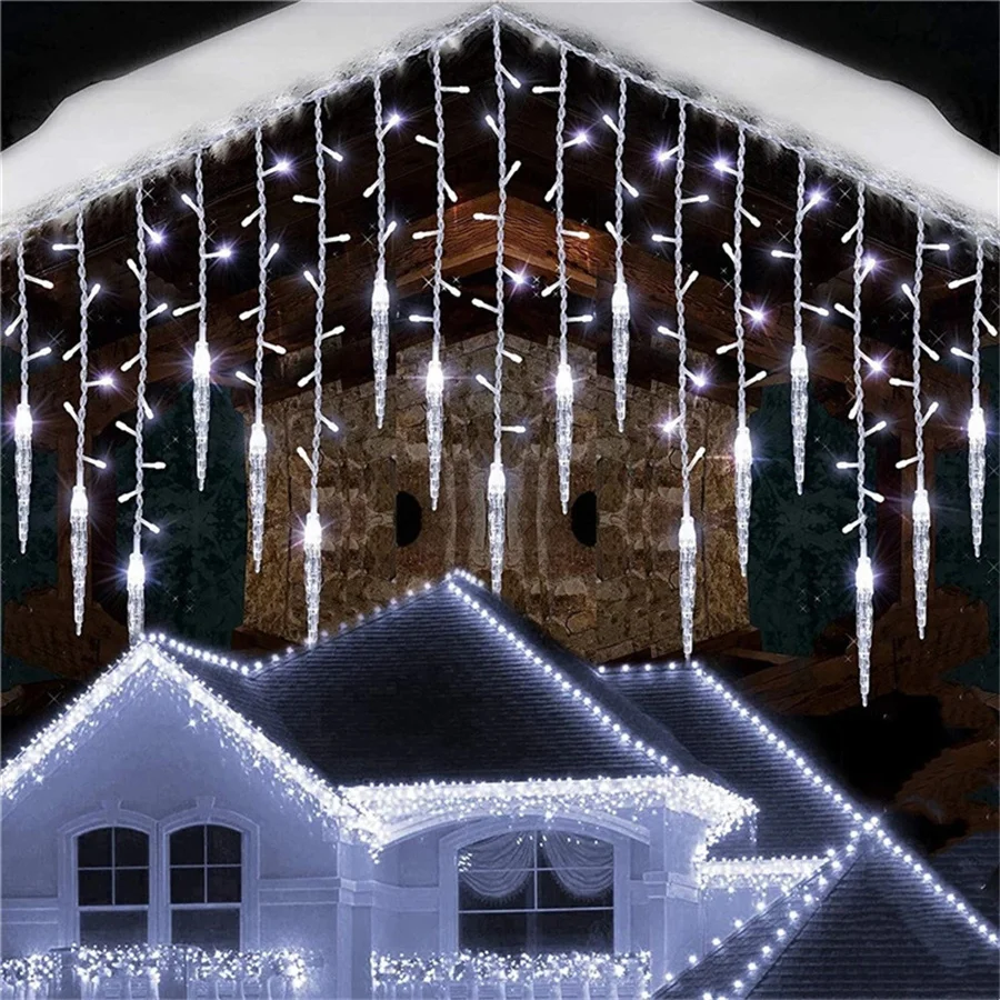 

Creative 3.5M LED Icicle Christmas Curtain String Lights Outdoor 8 Modes Waterproof Fairy Lights Garland for Wedding Party Decor