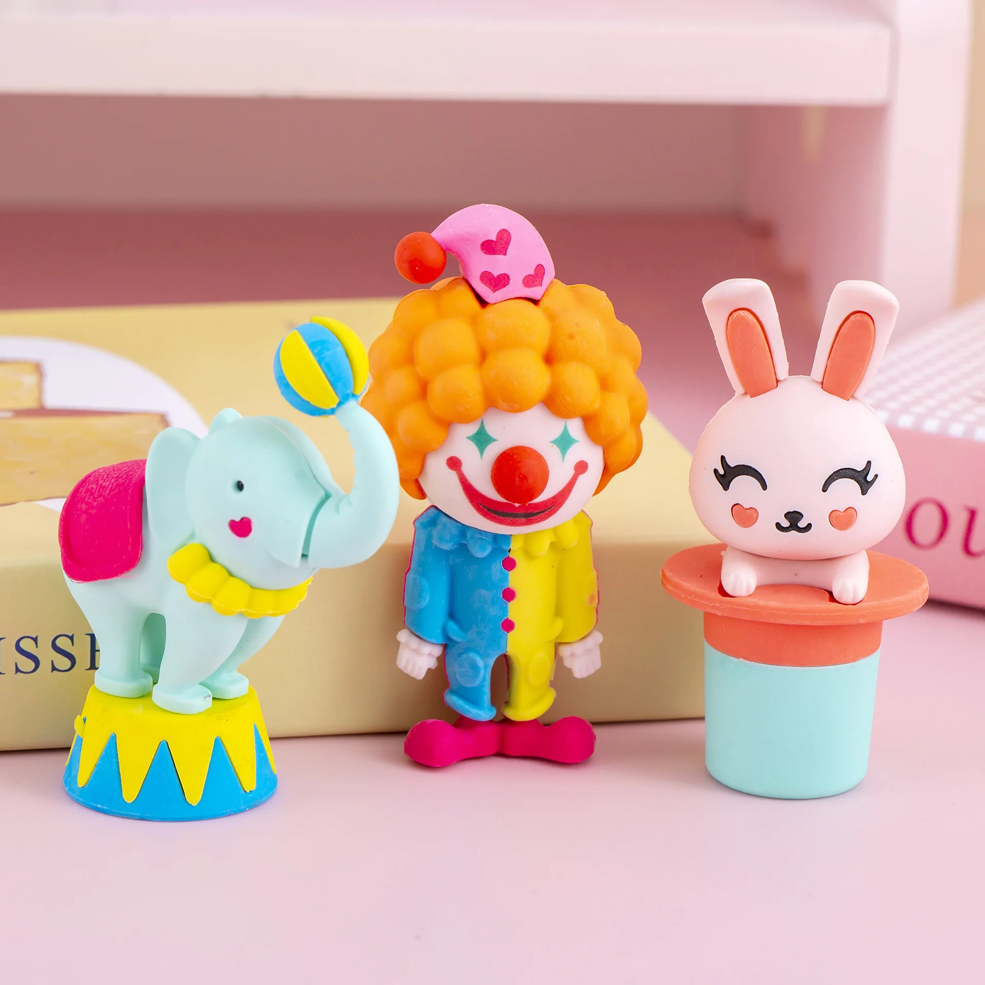 Cute Cartoon Circus Clown Donut Eraser Creative Student Prize Christmas Gift Reward Commemorative Kawaii Eraser