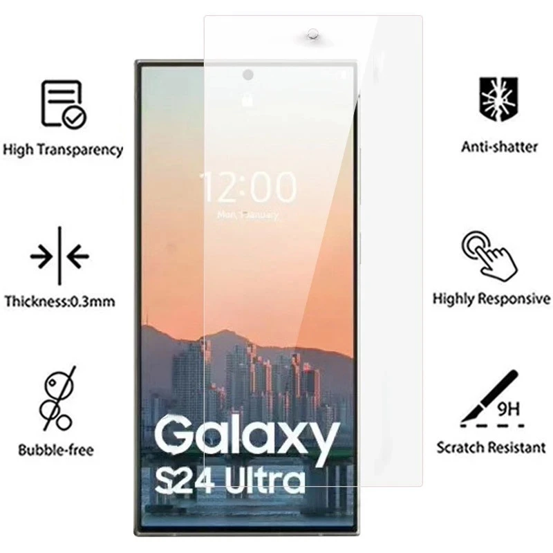 4 szt. Szkło hartowane do Samsung Galaxy S24 Ultra S22 S23 Plus S23 Ultra zakrzywiony ochraniacz ekranu obsługuje odblokowanie linii papilarnych