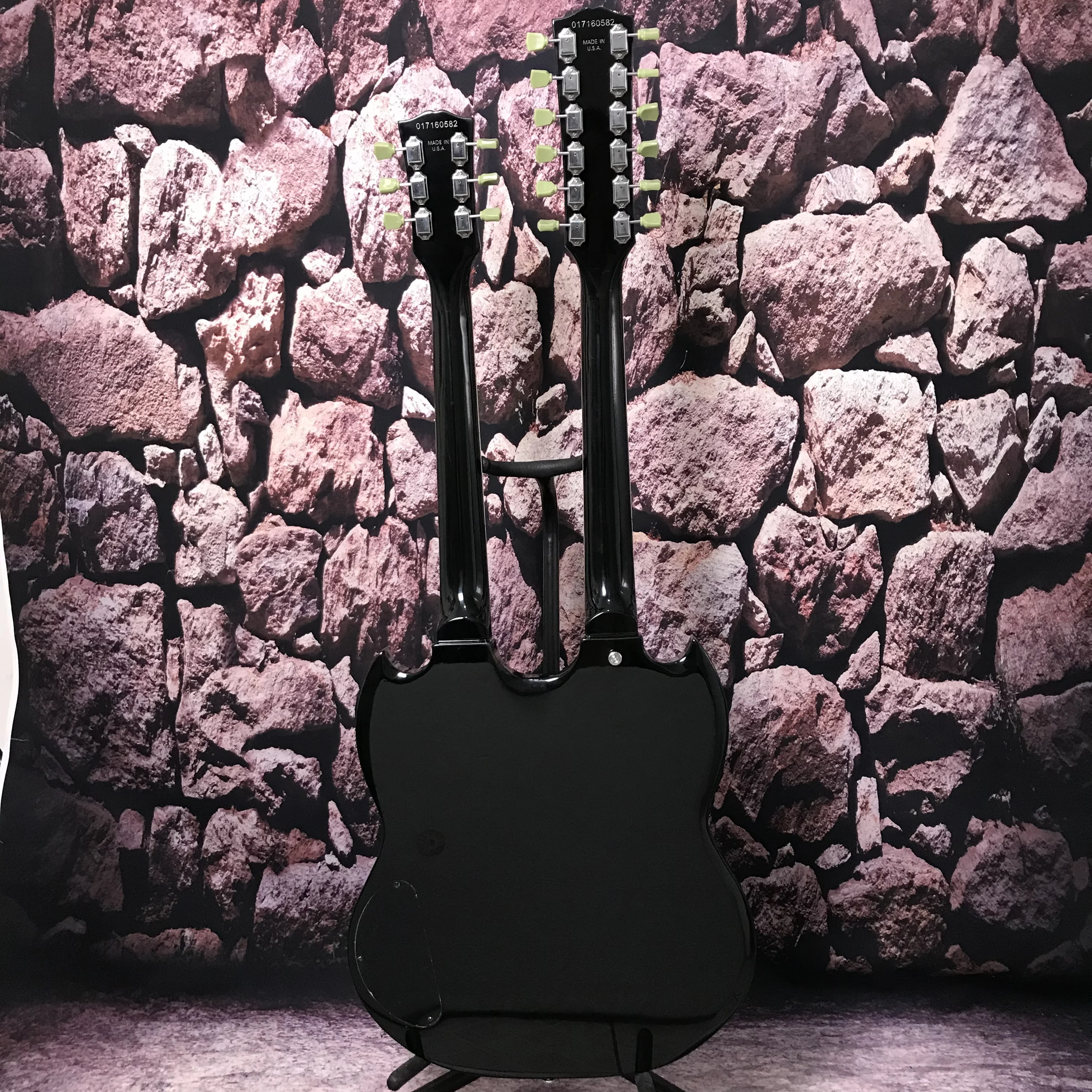 Factory customization electric guitar S G double neck 12+6 strings hot sale mahogany