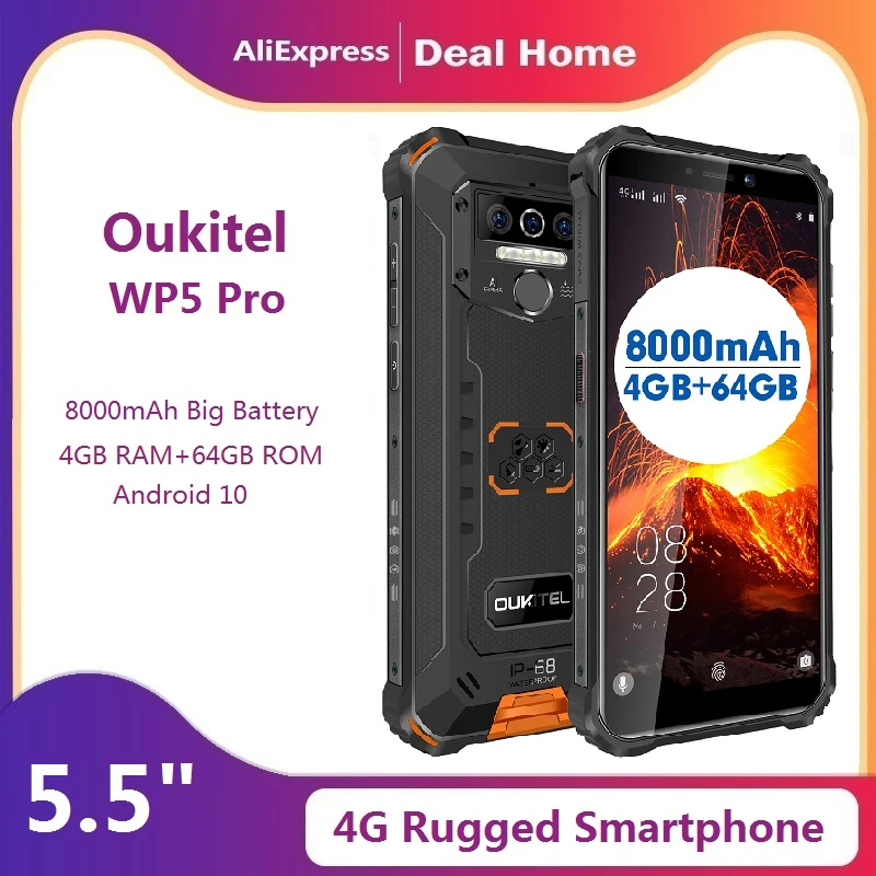 samsung dual sim phone price OUKITEL WP5 Pro IP68 Waterproof Smartphone 8000mAh Triple Camera Face/Fingerprint Unlock Android 10 5.5 inches 4GB 64GB Mobile cheap android cell phones