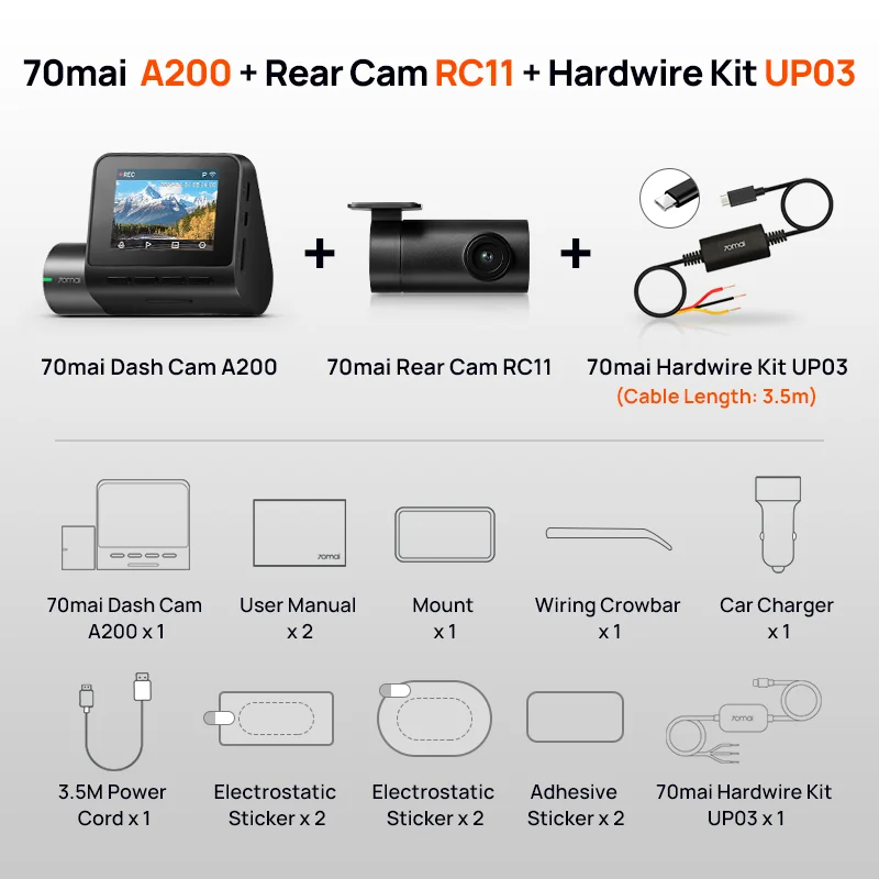 アクセサリー 70mai Dash Cam A200 Set 70mai Dash Cam A200 Set - PRG Photo Shop