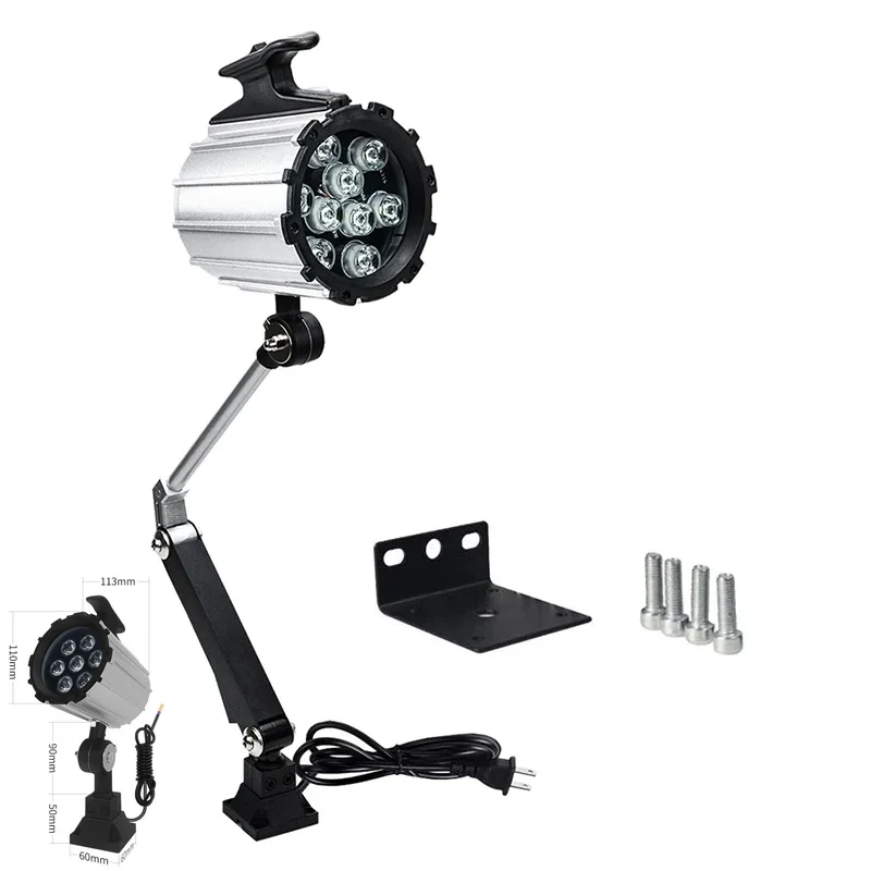Industrial lamp Waterproof Long Arm Oil Dust-proof Fixed Base 9W 110-220V LED Milling CNC Machine Tool Light For Repair /Sewing