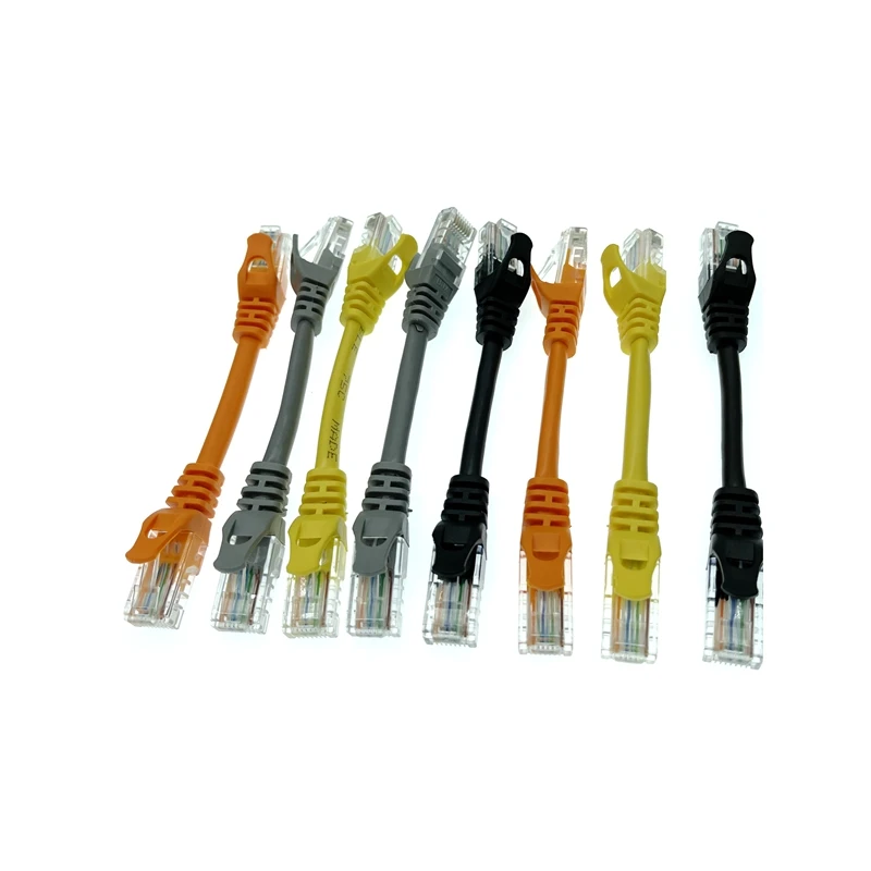 짧은 UTP 이더넷 네트워크 케이블 남성-남성 RJ45 패치 LAN 케이블 CAT5e CAT6e 검정 회색 주황색 노랑 다양한 길이 0.1M 0.3M