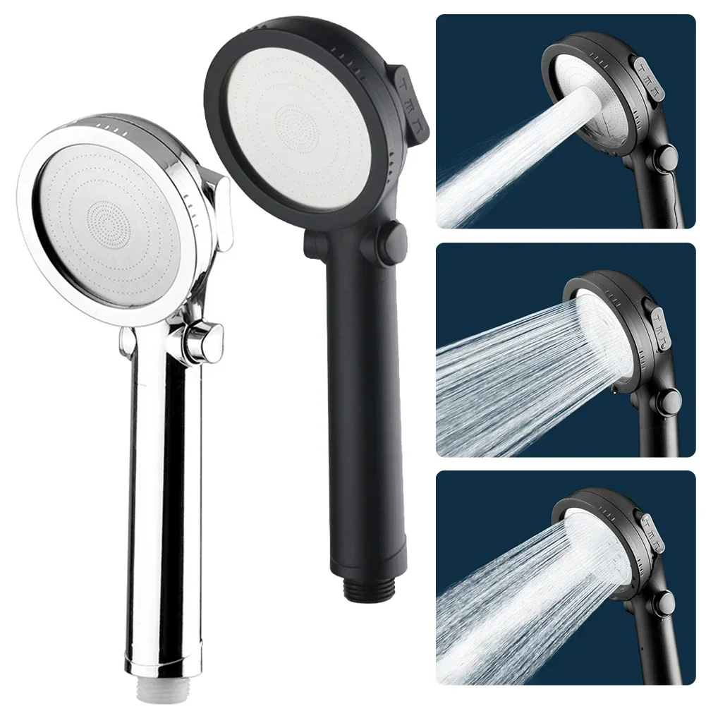Shower Head Handheld Shower Head High Pressure Shower Head 3 Mode Large Handset Heads Water Saving Bathroom Nozzle Sprayer One-button Water-stop Shower Head