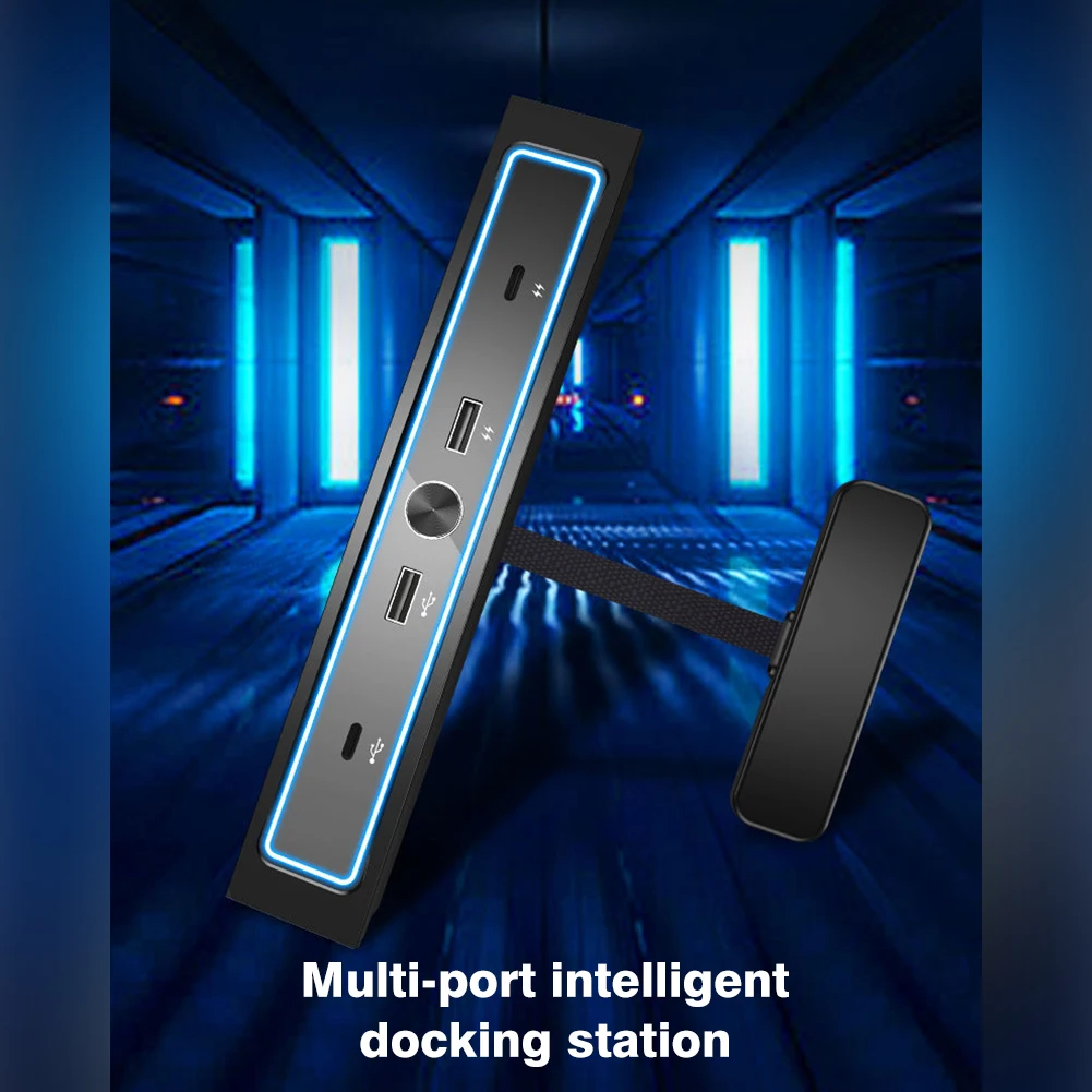 Byscoon For Tesla Model 3 Y 도킹 스테이션 27W 빠른 충전기 USB LED 션트 허브 확장 센터 콘솔 4 포트 스마트 센서