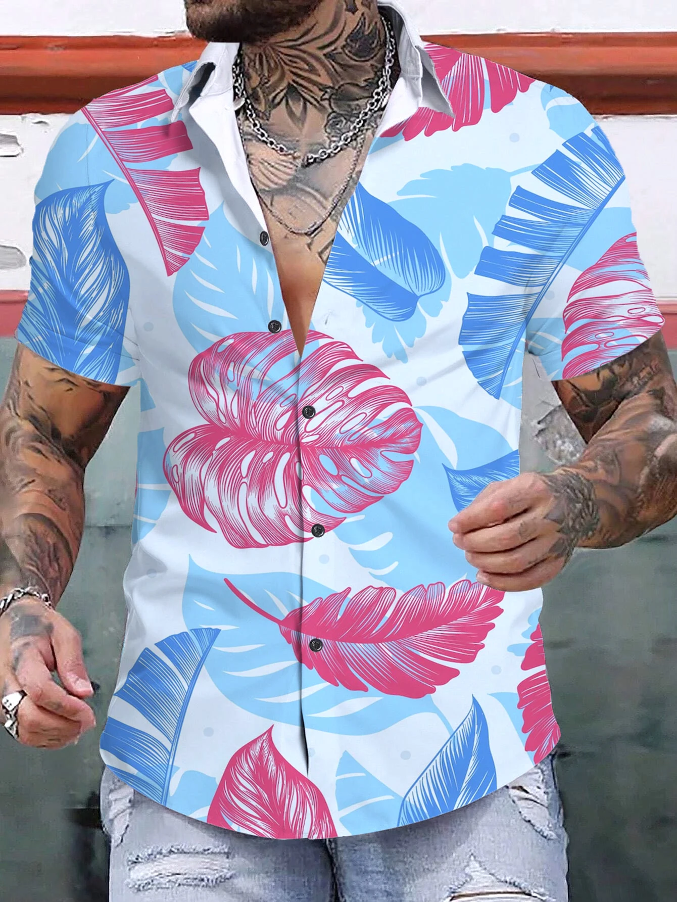 

Summer Men's Shirts Tropical Plants Graphic 3D Print Simple Shirts Short Sleeved Tops Streetwear Loose Casual Hawaiian Shirt