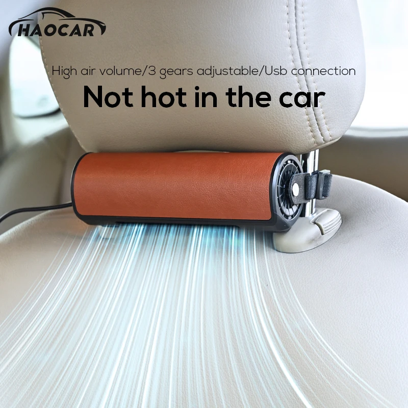 

NEW Car Rear Seat Fan Interior Rear Headrest Fan USB Plug In Car Seat Fan Three Wind Adjustable Low Noise Creative Car Fan