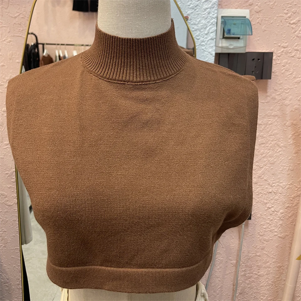 2 Faux Cols Roulés Amovibles Pour Femme - Polyester Doux - Ivoire Et Brun Clair - Pour Tenue Quotidienne Et Sortie