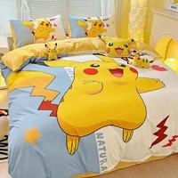 Ensemble de 4 pièces série Pokémon Dragon Eevee, ensemble de 3 pièces de dessin animé pour enfants, housse de couette, taie d'oreiller et drap, 100% coton 3