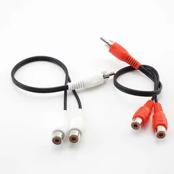 Dual RCA Male to Two Female Audio Splitter Cable Adapter (Red and white)