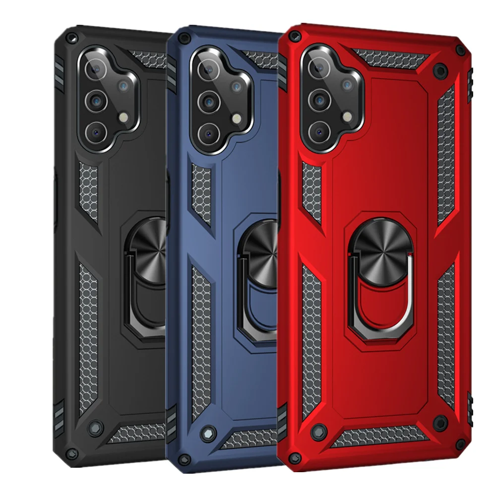 

Samsung A32 Shockproof Armor Case For Samsung Galaxy A52 A72 A02S A32 A42 A12 A02 4G 5G Metal Ring Bracket Protection PC Cover
