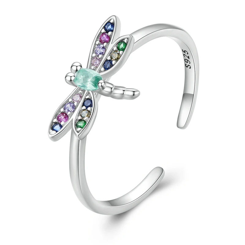 Elegant Adjustable Sterling Silver Zircon Open Ring