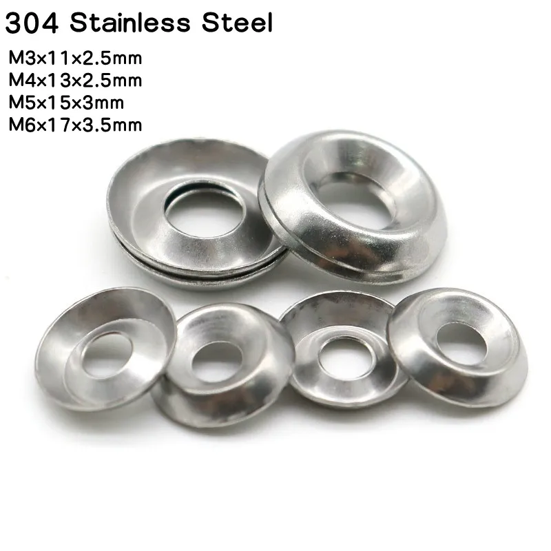 

100~500pcs M3 M4 M5 M6 304 stainless steel Bowl Type Conical Countersunk Washers Concave-Convex Hollow Decorative Fisheye Gasket