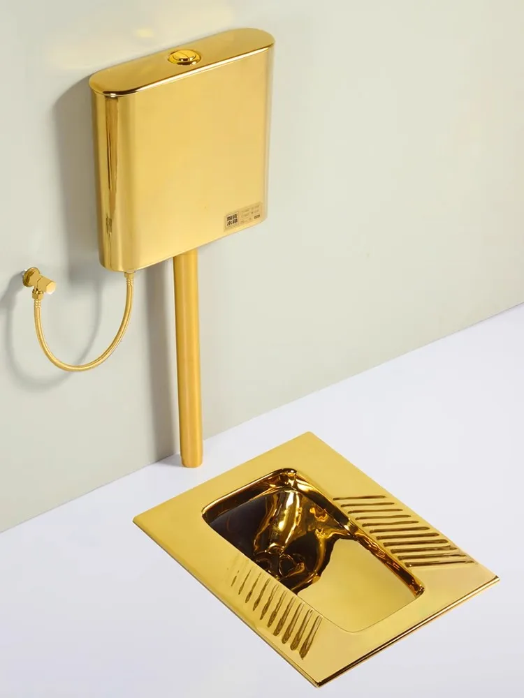 Y  Crouching Pit Embedded Toilet Pool Gold Squatting Toilet Water Tank Complete Hotel Clubhouse Villa Restaurant 6