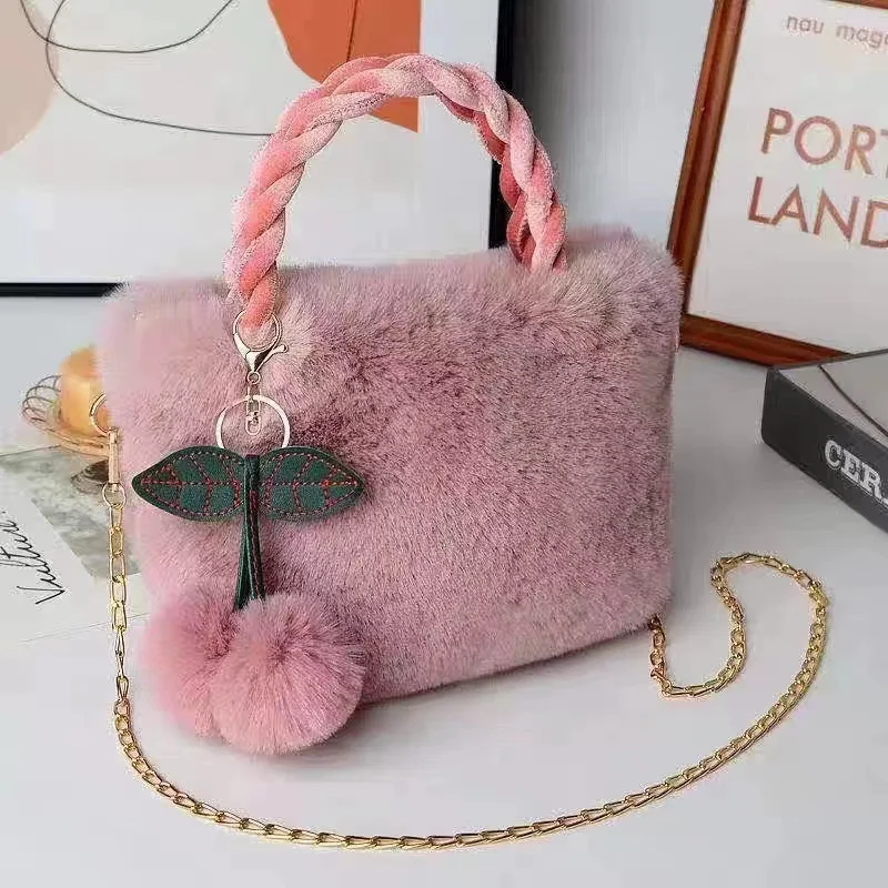 2023 Autumn and Winter Plush Cute Girly Handbag Korean Ins Versatile Fashion Shoulder Bag Crossbody Bag Shopping Day Totes