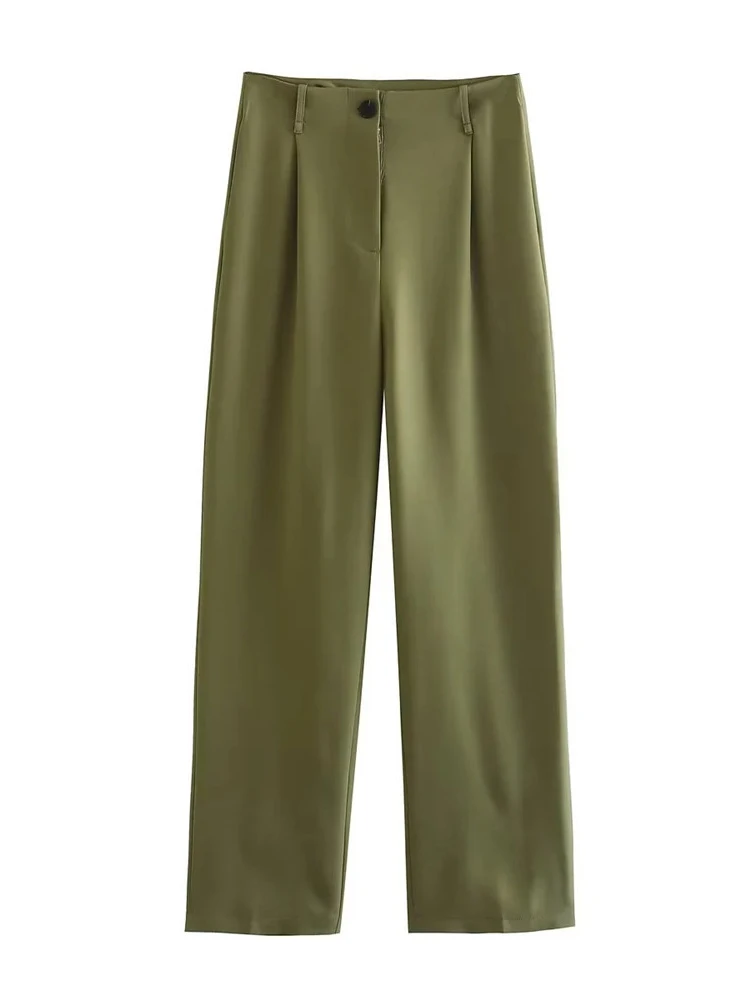 

Girls New Spring Casual Solid Straight Long Pants Womens 2023 Fashion High Waist Khaki Pants Female Casual Trousers