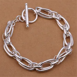 Elegant Sterling Silver Square Chain Bracelet - Timeless Charm Jewelry Gift - 20CM (H320)