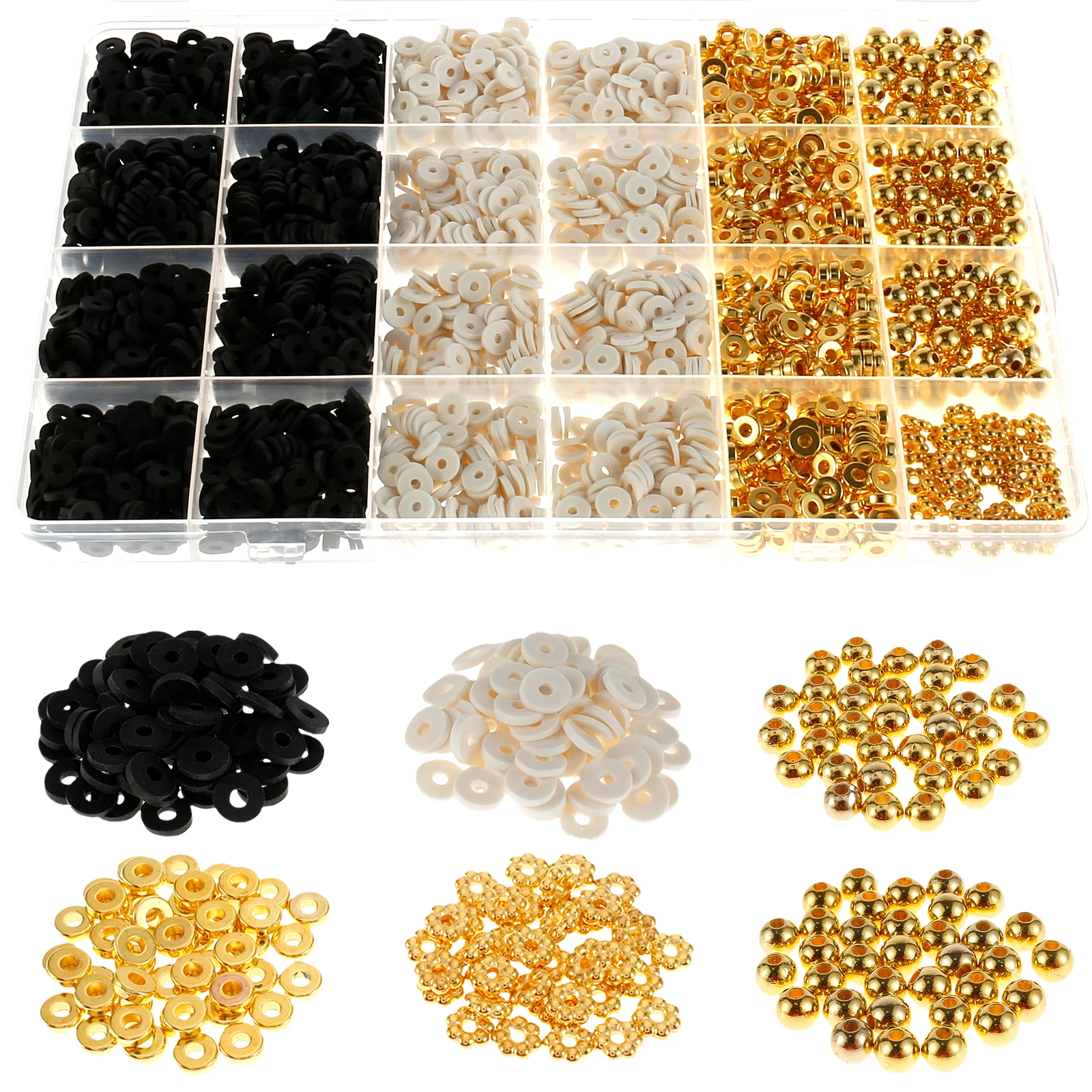 Bracelet Making Beads Kit for Girls Round Gold Beads Clear Storage Box Clay  Beads for Stackable Bracelets Making DIY Jewelry - AliExpress