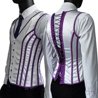 Men High End Corset Vest Tight Fitting Slimm Waist Vintage Hand Made Waistcoat Lace Up Boned Shaping Tops Outfit Vest For Shirts 1